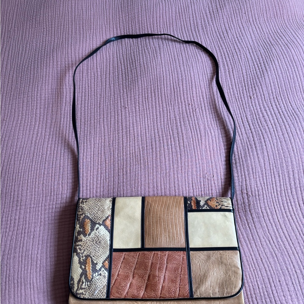 Vintage Leather Patchwork Crossbody Bag